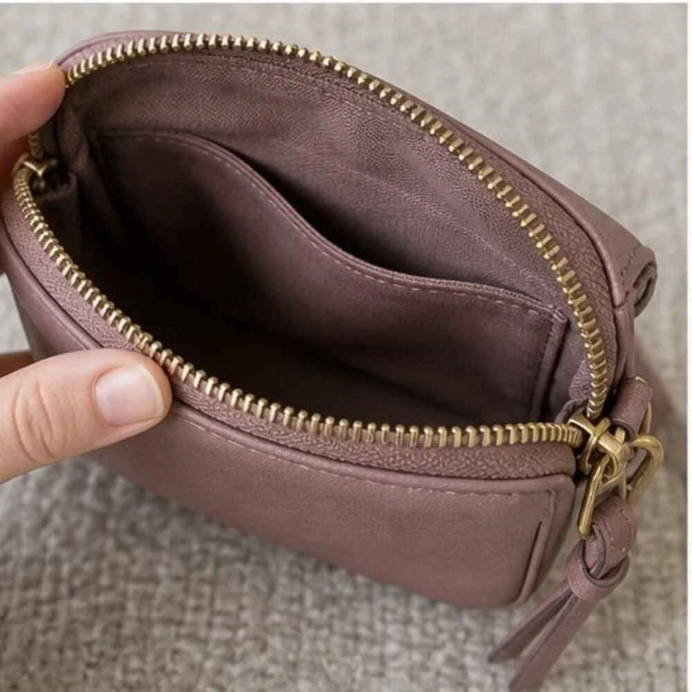 Camel Suede Crossbody Bag